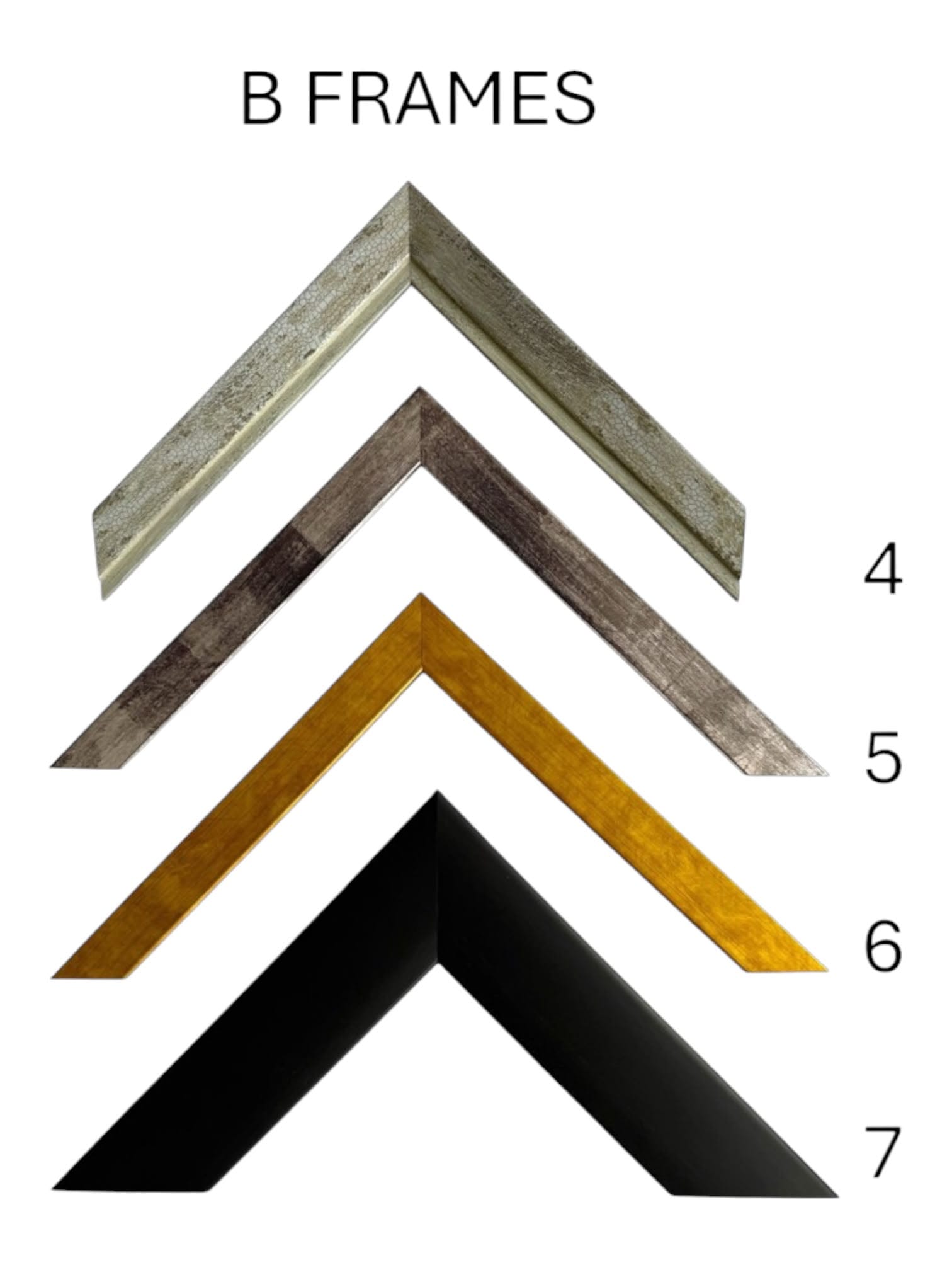 Collection of frames for flower preservation from 128mm to 38mm