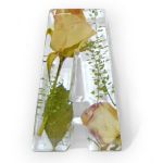 11.5cm resin letter A with preserved Rose and foliage